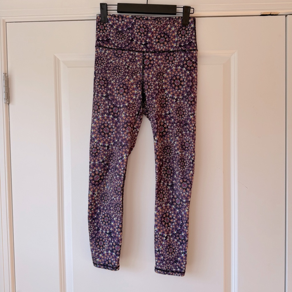 Fabletics Leggings, Purple Kaleidoscope Pattern , 7/8 length, Size Small